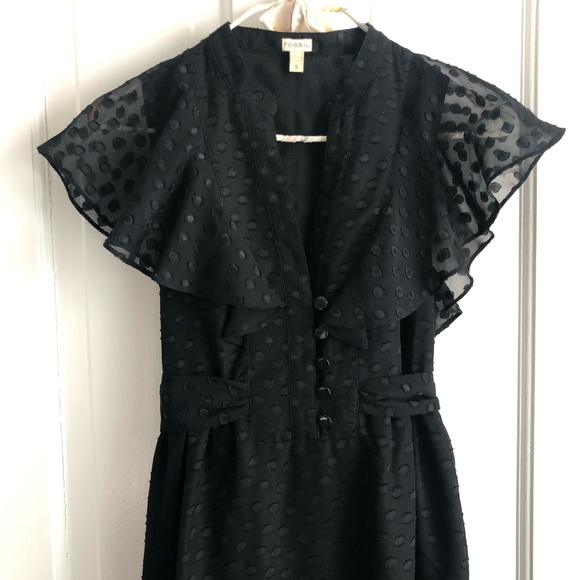 Fossil Black Polka Dot Dress Size S - Picture 3 of 9